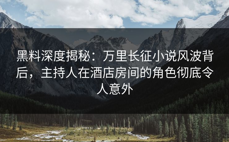 黑料深度揭秘：万里长征小说风波背后，主持人在酒店房间的角色彻底令人意外