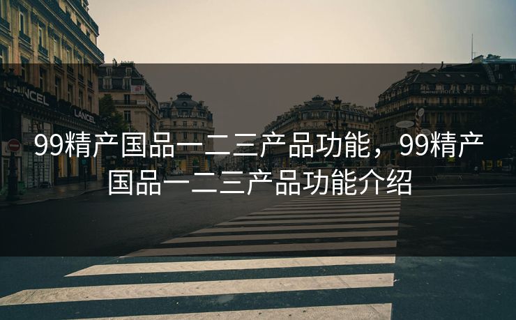 99精产国品一二三产品功能，99精产国品一二三产品功能介绍