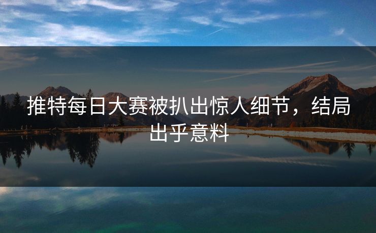 推特每日大赛被扒出惊人细节，结局出乎意料