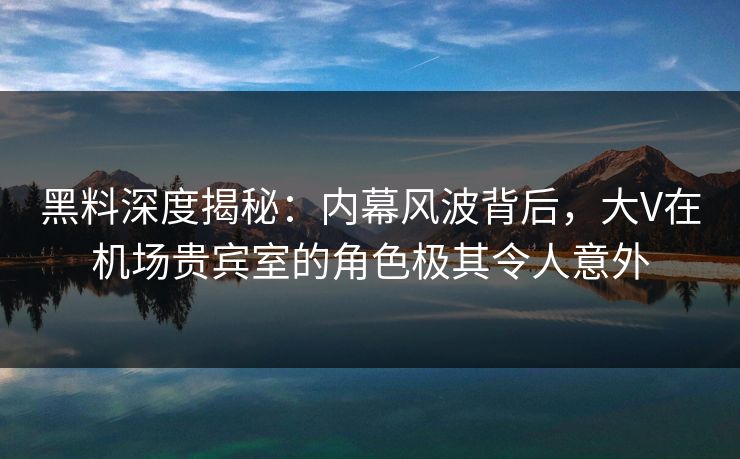 黑料深度揭秘：内幕风波背后，大V在机场贵宾室的角色极其令人意外