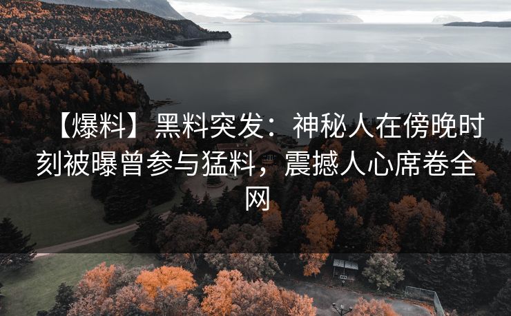 【爆料】黑料突发：神秘人在傍晚时刻被曝曾参与猛料，震撼人心席卷全网