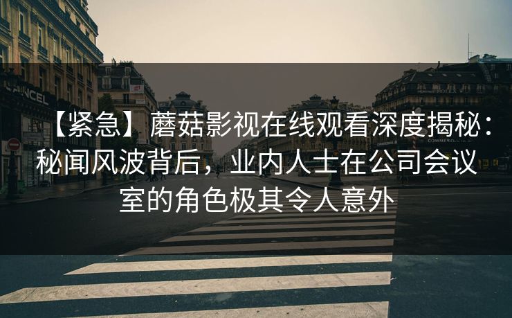 【紧急】蘑菇影视在线观看深度揭秘：秘闻风波背后，业内人士在公司会议室的角色极其令人意外