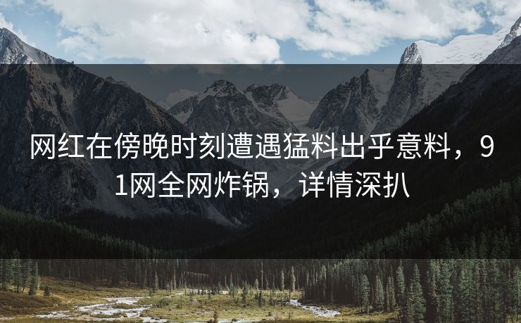 网红在傍晚时刻遭遇猛料出乎意料，91网全网炸锅，详情深扒