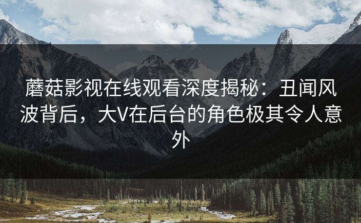 蘑菇影视在线观看深度揭秘：丑闻风波背后，大V在后台的角色极其令人意外