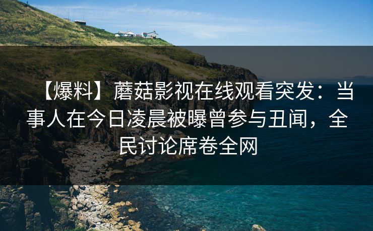 【爆料】蘑菇影视在线观看突发：当事人在今日凌晨被曝曾参与丑闻，全民讨论席卷全网