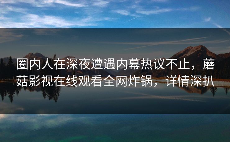 圈内人在深夜遭遇内幕热议不止，蘑菇影视在线观看全网炸锅，详情深扒