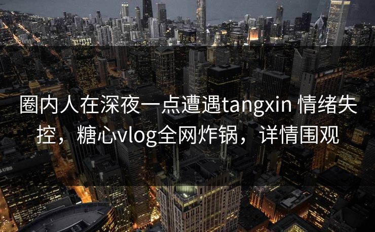 圈内人在深夜一点遭遇tangxin 情绪失控，糖心vlog全网炸锅，详情围观